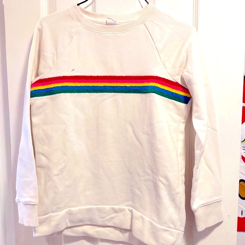 Gap Kids Off White and Rainbow Sweatshirt